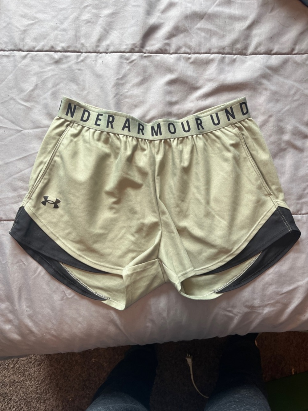 Under Armour Women's Light Green Athletic Shorts with Black Trim